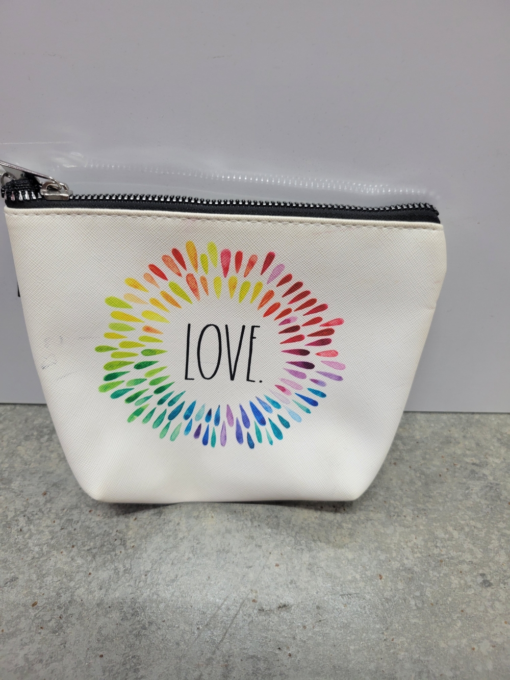 LOVE Rainbow Accent White Cosmetic Pouch